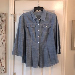 Chambray button down shirt, size L